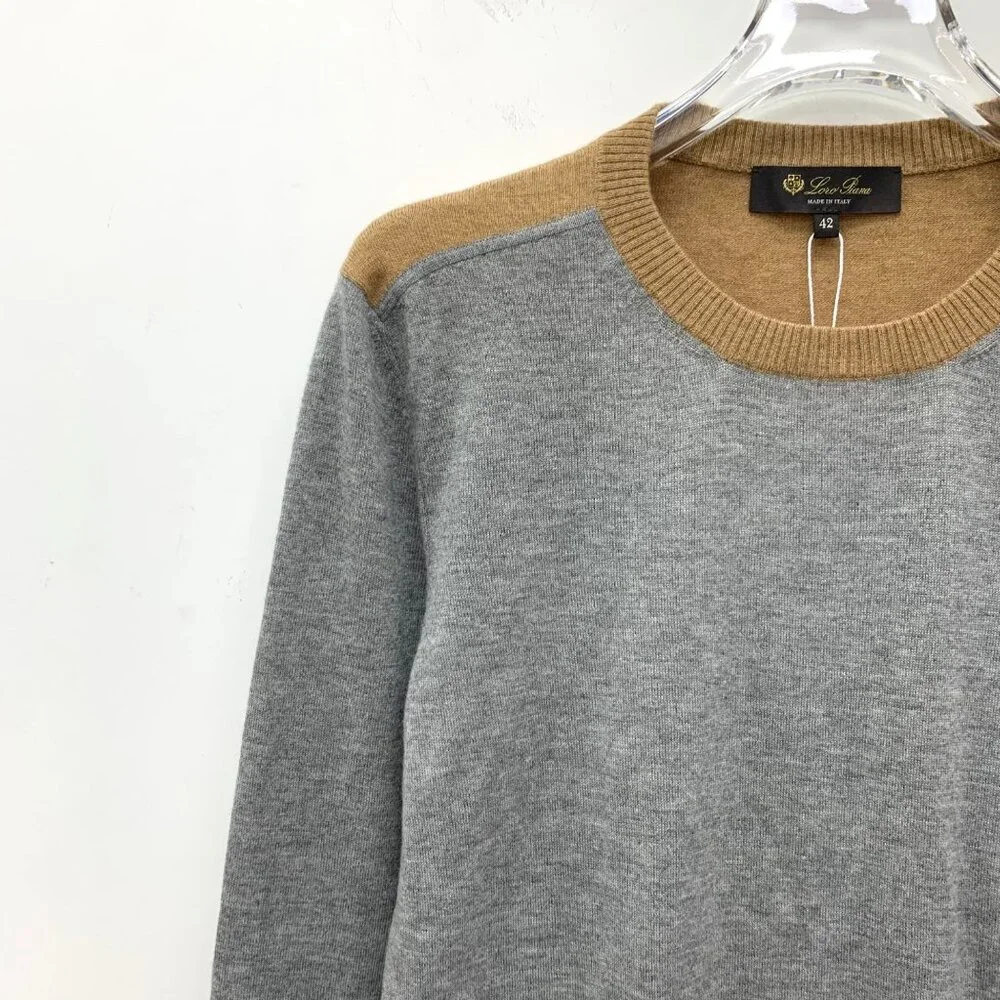 Loro Piana Gray cashmere crewneck long-sleeve sweatshirt - Picture 3 of 7